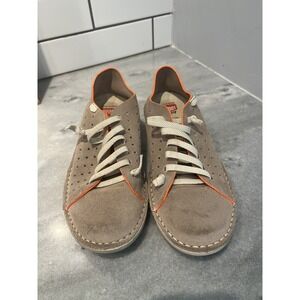 On Foot Perforated Suede SlipOn Sneakers Shoes Womens Size 8.5 Taupe Made Spain